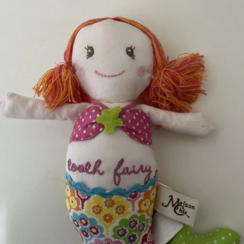 Maison Chic Mermaid Tooth Fairy Pillow Plush Doll Tooth Holder Pocket